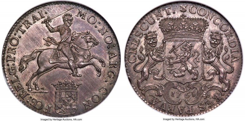 Utrecht. Provincial 1/2 Ducaton 1761 MS65 NGC, KM115, Delm-1055, CNM-2.43.105. I...