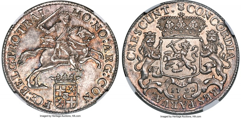 Utrecht. Provincial 1/2 Ducaton 1792 MS63 NGC, KM115.1, Delm-1055. Perhaps left ...