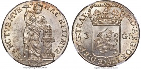 Utrecht. Provincial 3 Gulden 1793 MS66 NGC, KM117, Dav-1852. Dazzlingly lustrous, a true icy character to the surfaces matched by a profound and mesme...