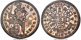 Zeeland. Provincial Double 10 Escalins (4 Taler) 1687 MS64 NGC, Middelburg mint, KM-P23, Dav-A4973, Delm-1074a (R2), CNM-2.49.67. 63.4gm. An extremely...