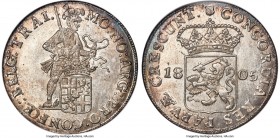 Batavian Republic Rijksdaalder (Silver Ducat) 1805 MS64 NGC, Utrecht mint, KM10.4, Dav-225. Marked by a shimmering glassy luster, coupled with an aged...
