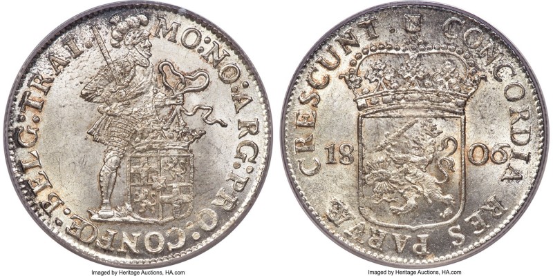 Kingdom of Holland. Louis Napoleon Rijksdaalder (Silver Ducat) 1806-B MS65 PCGS,...