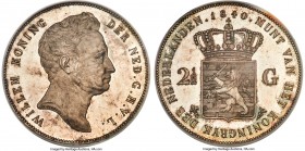 Willem I Proof 2-1/2 Gulden 1840 PR64 Cameo PCGS, Utrecht mint, KM67, Dav-234, Schulman-257 (not listed in Proof). Mintage: 44,376 (Proof mintage not ...