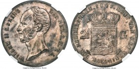 Willem II 2-1/2 Gulden 1847 MS64 NGC, Utrecht mint, KM69.2. Type with Sword privy mark. Toned to a soft silver hue, darker accents scattered across th...