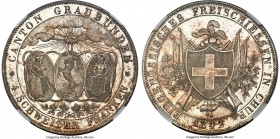 Graubunden. Canton "Shooting Festival" 4 Franken 1842 MS66+ NGC, KM17, Dav-372. Sublime from both a technical and visual standpoint, the fields scinti...