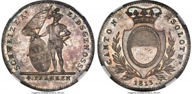 Solothurn. Canton 4 Franken 1813 MS65 NGC, KM73, Dav-365, HMZ-2-855. A scarcer taler-sized issue that saw a total mintage of a mere 250 examples. One ...