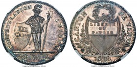 Vaud. Canton 40 Batzen 1812 MS67 NGC, KM17, Dav-362. Absolutely stunning, a lilac-tinged steel patina draped over surfaces that dazzle by sheer virtue...