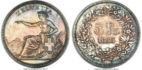 Confederation "Solothurn Shooting Festival" 5 Francs 1855 MS64 PCGS, Bern mint, KM-XS3, HMZ-2-1343a, Richter-1117a. Struck in a mintage of only 3,000 ...