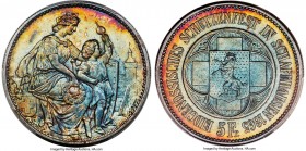 Confederation "Schaffhausen Shooting Festival" 5 Francs 1865 MS66 PCGS, KM-XS8, Richter-1054. Basking in intense emerald, jade, and golden coloration,...
