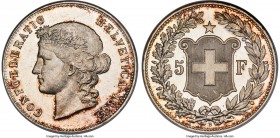 Confederation Specimen 5 Francs 1892-B SP64 NGC, Bern mint, KM34, HMZ-2-1198e, Divo-127. Gleaming, brilliant, flashy; there does not seem to be a word...