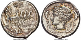 SICILY. Syracuse. Ca. 415-405 BC. AR tetradrachm (27mm, 17.21 gm, 1h). NGC AU S 5/5 - 4/5, Fine Style. Obverse die signed by Euth(ymus?), reverse die ...