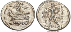 MACEDONIAN KINGDOM. Demetrius I Poliorcetes (306-283 BC). AR tetradrachm (30mm, 17.24 gm, 11h). NGC MS 5/5 - 4/5. Pella, 294-293 BC. Nike standing lef...