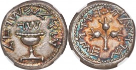 JUDAEA. The Jewish War (AD 66-70). AR shekel (22mm, 14.23 gm, 12h). NGC MS S 5/5 - 5/5. Jerusalem, dated Year 3 (AD 68/9). Shekel of Israel (Paleo-Heb...