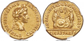 Augustus (27 BC-AD 14). AV aureus (19mm, 7.83 gm, 5h). NGC AU 5/5 - 3/5. Lugdunum, ca. 2 BC-AD 4. CAESAR AVGVSTVS-DIVI F PATER PATRIAE, laureate head ...