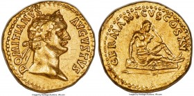 Domitian (AD 81-96). AV aureus (20mm, 7.68 gm, 8h). NGC XF 5/5 - 2/5, ex-jewelry, brushed. Rome, AD 90-91. DOMITIANVS-AVGVSTVS, laureate head of Domit...