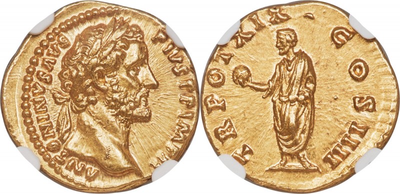 Antoninus Pius (AD 138-161). AV aureus (19mm, 7.00 gm, 12h). NGC Choice MS 5/5 -...