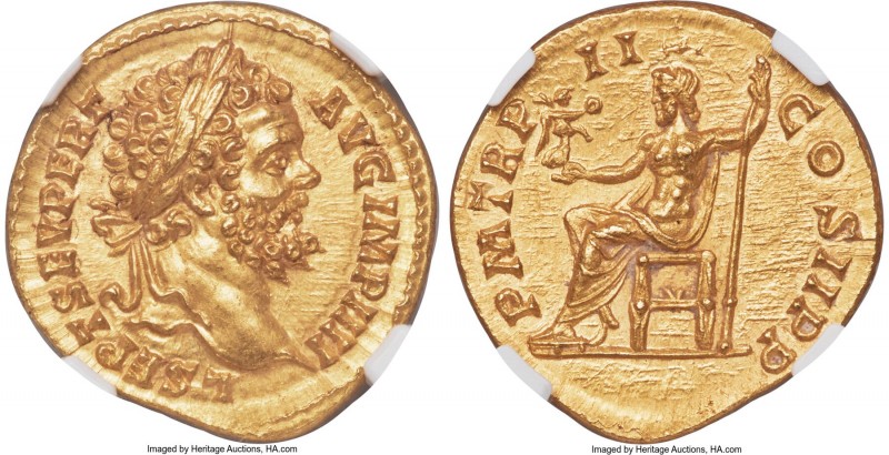 Septimius Severus (AD 193-211). AV aureus (20mm, 7.07 gm, 12h). NGC MS S 5/5 - 4...