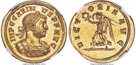 Carinus, as Augustus (AD 283-285). AV aureus (20mm, 4.35 gm, 12h). NGC Choice MS 5/5 - 4/5. Siscia, AD 284. IMP C CARIN-VS P F AVG, laureate, cuirasse...