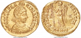 Galla Placidia, Western Roman Empire (AD 421-450). AV solidus (20mm, 4.34 gm, 1h). NGC Choice XF 5/5 - 4/5. Ravenna, AD 439. D N GALLA PLA-CIDIA P F A...