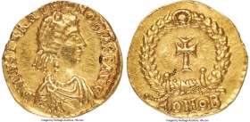 Justa Gratia Honoria, Western Roman Empire (AD 426-450(?)). AV tremissis (12mm, 1.04 gm, 12h). NGC Choice XF 5/5 - 2/5, edge filing, graffiti. Ravenna...