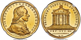 Salzburg. Hieronymous gold Medallic "1200th Anniversary of the Archbishopric" 6 Ducat 1782-M MS63 S Prooflike NGC, KM448 (Rare), Fr-885 (Rare), Probsz...
