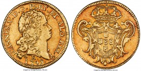 João V gold 3200 Reis 1749-R XF45 NGC, Rio de Janeiro mint, KM155, LMB-205. Preserving clearly contoured details and bright remnants of mint luster, t...