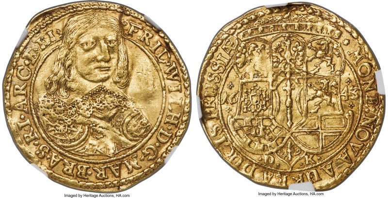 Brandenburg-Prussia. Friedrich Wilhelm gold Ducat 1643-DK AU53 NGC, Königsberg (...