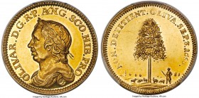Oliver Cromwell gold Specimen 'Restrike' "Death" Medal 1658-Dated (c. 1870) SP62 PCGS, cf. Eimer-201, MI-I-434/84. 29mm. Plain edge. Struck from later...
