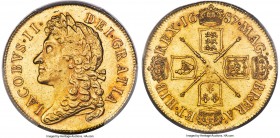 James II gold 2 Guineas 1687 MS64 PCGS, KM464, S-3399, Schneider-454. Far and away the finest example of this two-year type that we have seen, and an ...
