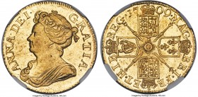 Anne gold Guinea 1709 MS62 NGC, KM529.2, S-3572, Schneider-536. Nearly medallic in relief, with a resultingly bold visual display that is only further...