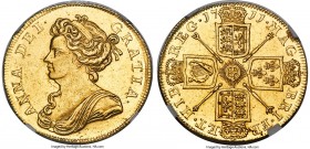 Anne gold 2 Guineas 1711 AU58 NGC, KM531, S-3569, Schneider-Unl. Displaying flaring golden brilliance over surfaces revealing only the faintest rub an...