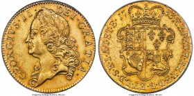 George II gold 5 Guineas 1753 AU55 PCGS, KM586.2, S-3666, Schneider-566. Bold and beautiful - these are perhaps the first words that come to mind upon...