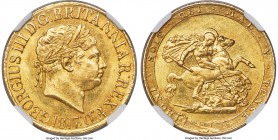 George III gold Sovereign 1817 MS64 NGC, KM674, S-3785. An impeccable offering of this early Sovereign issue, cloaked in golden resplendence and revea...