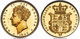George IV gold Proof Sovereign 1825 PR63 Cameo NGC, KM696, S-3801, W&R-235 or 236 (R5; edge not visible). By William Wyon after Chantrey, reverse by J...