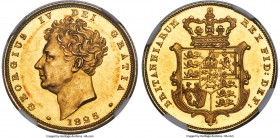 George IV gold Proof Sovereign 1825 PR62 Cameo NGC, KM696, S-3801, W&R-236 (R5). Reeded edge. By William Wyon after Chantrey, reverse by Jean-Baptiste...