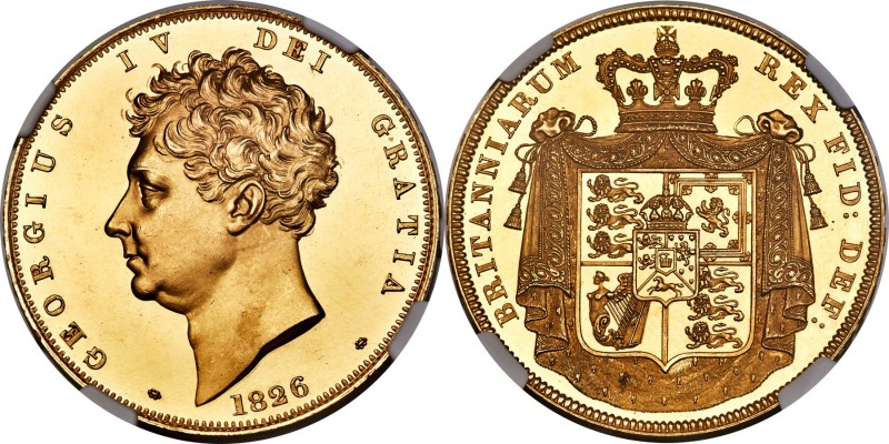 George IV gold Proof 5 Pounds 1826 PR64 Ultra Cameo NGC, KM702, S-3797, L&S-27, ...