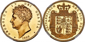 George IV gold Proof 5 Pounds 1826 PR64 Ultra Cameo NGC, KM702, S-3797, L&S-27, W&R-213 (R3). Lettered edge. By William Wyon after Chantrey, reverse b...