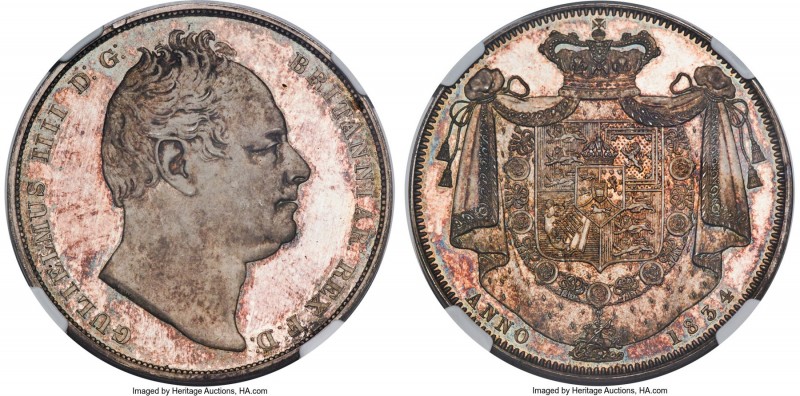 William IV Proof Crown 1834 PR66 Cameo NGC, KM715, S-3833, ESC-2465 (R5; prev. E...
