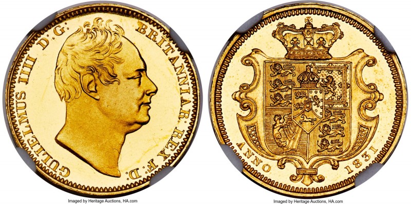 William IV gold Proof 1/2 Sovereign 1831 PR66+ Ultra Cameo NGC, KM716, S-3830, W...