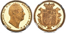William IV gold Proof 1/2 Sovereign 1831 PR64 Ultra Cameo NGC, KM716, S-3830, W&R-267 (R3). Plain edge. Worthy of recognition for its impressive condi...