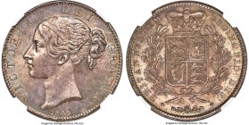 Victoria Crown 1845 MS64 NGC, KM741, S-3882, ESC-2564. Cinquefoil edge. Amongst the finest examples of this very conditionally sensitive crown we have...
