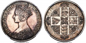 Victoria Proof "Gothic" Crown 1847 PR61 NGC, KM744, S-3883, ESC-2571. UN DECIMO on edge. A glossy example of this endlessly popular issue, featuring t...