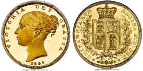 Victoria gold Proof Sovereign 1839 PR65+ Deep Cameo PCGS, KM736.1, S-3852, W&R-302 (R4). Plain edge. Medal alignment. By William Wyon. A very rare typ...