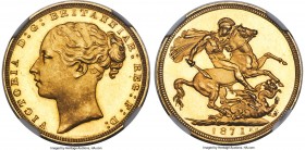 Victoria gold Proof "St. George" Sovereign 1871 PR64 Ultra Cameo NGC, KM752, S-3856, W&R-319 (R7), Marsh-84A. Plain edge. Medal alignment. Large BP va...