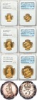 Victoria 11-Piece Certified gold & silver "Golden Jubilee" Proof Set 1887 NGC, 1) 3 Pence - MS63, KM758, S-3931 2) 6 Pence - PR63, KM759, S-3928 3) Sh...