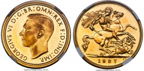 George VI 4-Piece Certified gold Proof Set 1937 NGC, 1) 1/2 Sovereign - PR66★, KM858, S-4077 2) Sovereign - PR64+★, KM859, S-4076 3) 2 Pounds - PR64 C...
