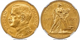 Vittorio Emanuele III gold 100 Lire 1912-R MS62 NGC, Rome mint, KM50, Fr-26. Mintage: 4,946. A satiny representative of this fleeting, low-mintage typ...