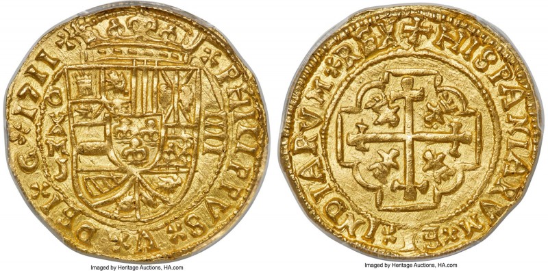 Philip V gold "Royal" 4 Escudos 1711 MXo-J MS65 PCGS, Mexico City mint, KM-R55.1...