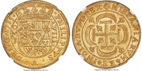 Philip V gold "Royal" 8 Escudos 1715 Mo-J MS63 NGC, Mexico City mint, KM-R57.3 (Rare), Fr-7, Cay-9950, Cal-92, Onza-401 (one known), cf. Sedwick-M30. ...