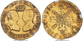 Mary, Queen of Scots (1542-1567) & Francis I of France gold Ducat of 60 Shillings 1558 Fine Details (Tooled) NGC, Edinburgh mint, S-5399, Fr-35 (Very ...